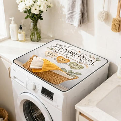 Nuxovilar Laundry Room Dryer Cover for the Top, Non-slip Washer & Dryer Protector, 23.62"x19.68" Dust-proof Washing Machine Mat, Diatom Mud Polyester Top Pad for Laundry Room - color: Yhd19152