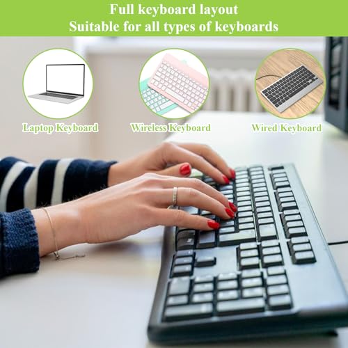2PCS English Keyboard Stickers, Large Print Laptop Keyboard Stickers with Tweezers & Cloth, Replacement Big Bright Yellow Lettering for Sight Impaired, Alphabet Letter Sticker for Laptop PC Computer