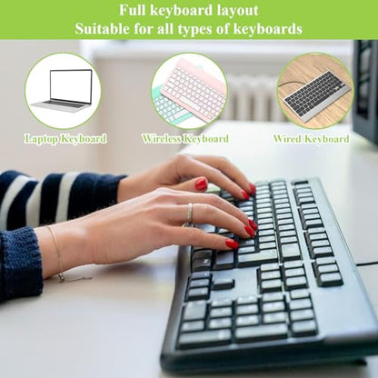 2PCS English Keyboard Stickers, Large Print Laptop Keyboard Stickers with Tweezers & Cloth, Replacement Big Bright Yellow Lettering for Sight Impaired, Alphabet Letter Sticker for Laptop PC Computer