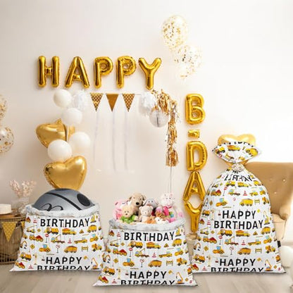 gisgfim Extra Large Construction Birthday Gift Bag Printed Children's Engineering Vehicles Excavator Goodie Bag 37x56 Inch Jumbo Gift Bags for Boys Kids Birthday Party Baby Shower Decoration Supplies - style: Construction