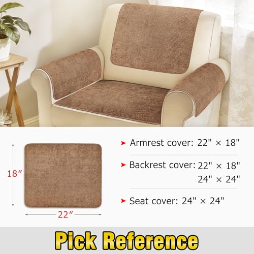 Couch Arm Covers, Sofa Arm Covers, Waterproof Armrest Cover for Sofa, Loveseat, Armchair, Anti-Slip Recliner Arm Cover, Headrest Cover, Arm Chair Covers Set of 2 (Brown, 22"×18") - color: Brown, size: 22" x 18" - 2 pcs