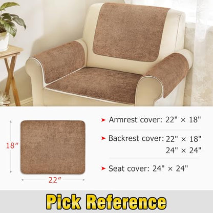 Couch Arm Covers, Sofa Arm Covers, Waterproof Armrest Cover for Sofa, Loveseat, Armchair, Anti-Slip Recliner Arm Cover, Headrest Cover, Arm Chair Covers Set of 2 (Brown, 22"×18") - color: Brown, size: 22" x 18" - 2 pcs