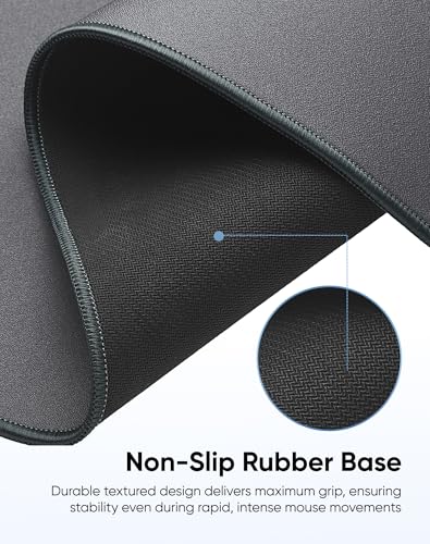 Reniteco Waterproof Large Gaming Mouse Pad with Durable Stitched Edges, Non-Slip Rubber Base, Grainy Jacquard Mouse Mat Desk Pad for Home Office Gaming, 27.6"x11.8"x0.12", Matte Gray - color: Matte Gray, size: 27.6''x11.8''x0.12"