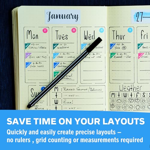 Ultimate Productivity Stencils & Stickers - x20 Sheets of Planner Stickers, x6 Stencils - Calendars, to Do Lists, Habit Trackers, Goals - Accessories & Supplies for Bullet Journals by Sunny Streak