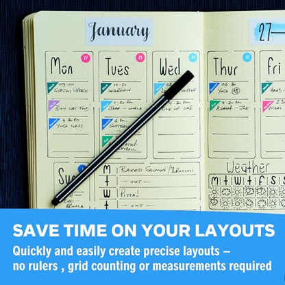 Ultimate Productivity Stencils & Stickers - x20 Sheets of Planner Stickers, x6 Stencils - Calendars, to Do Lists, Habit Trackers, Goals - Accessories & Supplies for Bullet Journals by Sunny Streak