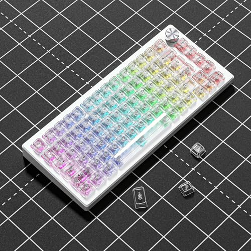 dagaladoo Clear keycaps,Transparent Keyboard keycaps,Jelly Key caps Set,Shine Through keycap，MDA Profile Keyboard caps for Mx Switches Mechanical Keyboard(White) - color: White
