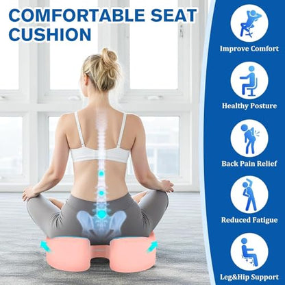 CushyOasis Seat Cushion, Chair Cushions, Office Chair Cushions, Anti-Slip Bottom & Removable Cover Tailbone Pain Relief Cushion, Memory Foam Seat Cushion, 5.28 in Thick (Pink) - color: Pink, size: X-Large