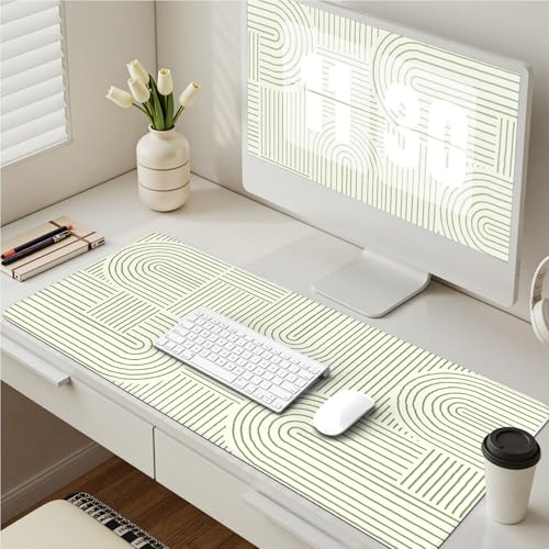 iCasso Green Desk Matt for Desktop, Cute Desk Pad Mat, Large Mouse Pad, Anti-Slip Big Mousepad with Stitched Edges, Keyboard Pad for Computer(Green) - color: Line-Green