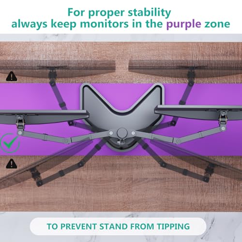 WALI Dual Monitor Stand, Freestanding Full Motion Monitor Desk Mount Fits 2 Screens up to 27 inches, Dual Monitors Arm Fits up to 22lbs, VESA 75x75 100x100 (MF002LM), Black - size: Dual, style: Steel Free Stand