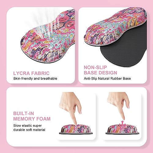 iLeadon Desk Mat Set, Mouse Pad with Wrist Rest + Keyboard Wrist Rest + Large Mouse Pad + Coaster, 4in1 Rug Large Gaming Mouse Pad Set for Home Office, Boho Retro Art - color: Boho Retro Art
