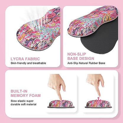 iLeadon Desk Mat Set, Mouse Pad with Wrist Rest + Keyboard Wrist Rest + Large Mouse Pad + Coaster, 4in1 Rug Large Gaming Mouse Pad Set for Home Office, Boho Retro Art - color: Boho Retro Art