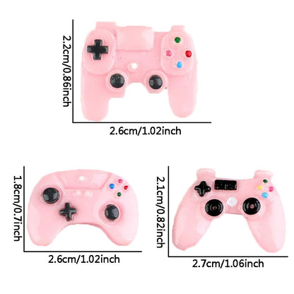 3PCS Resin Game Controller Charms Simulated Console Design DIY Craft Pieces Phone Case Decorations Crocs Charms Keychain Pendants, Slight Pink - color: Slight Pink