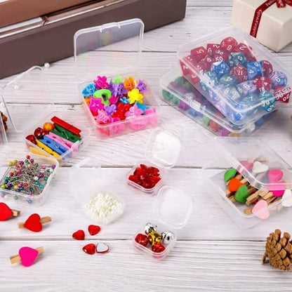 SATINIOR 24 Packs Small Clear Plastic Beads Storage Containers Box with Hinged Lid for Storage of Small Items, Crafts, Jewelry, Hardware(2.9 x 2.9 x 1 Inches) - size: 2.9 x 2.9 x 1 in