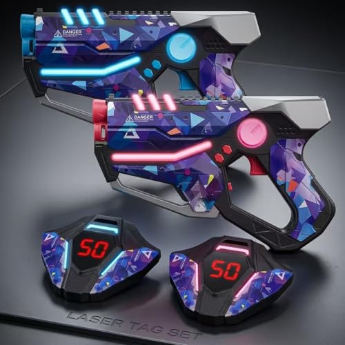 Laser Tag Guns Set of 2, Multiplayer Lazer Tag Game for Kids Ages 8 9 10 11 12+ Boys & Girls, Indoor Outdoor Family Game, Birthday Gift for Teens & Adults - color: Blue