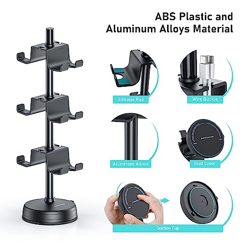 MANMUVIMO Headphone Controller Storage Stand Holder with Anti-Slip Stable Suction Cup 3 Tiers, Universal Storage Display Stand for Desk Compatible for PS5/PS4/Xbox Series/Xbox One - size: 3 Tier Controller Holder Black