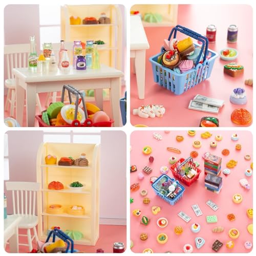 164pcs Miniature Supermarket Shelves Furniture Model 4 Layers Shelf Display Rack Doll House Accessory Storage Bookshelf Accessories Mini Locker Decor Food Drink Bottle Toy Cosplay Game Party - style: 164 Miniature Supermarket Shelves