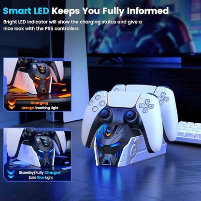 Upgraded for PS5 Controller Charger with Fast Charging AC Adapter, Dual Controller Charging Station Stand for PlayStation 5, Faceplates for PlayStation 4 - size: M