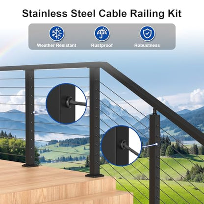 BLIKA 100Pack Black Cable Railing Adhesive Sleeves for 1/8" 5/32" 3/16" Wire Rope Cable, T316 Stainless Steel, 2.8mm Thickness Cable Railing Protector Adhesive Sleeves for Deck Stair Cable Railing Kit - size: Black
