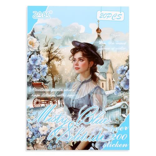 PET 20 Sheets 180 Pre-Cut Winter Stickers for Scrapbooking People Landscape Stickers Scrapbook Supplies Transparent Sticker for journaling - color: Winter