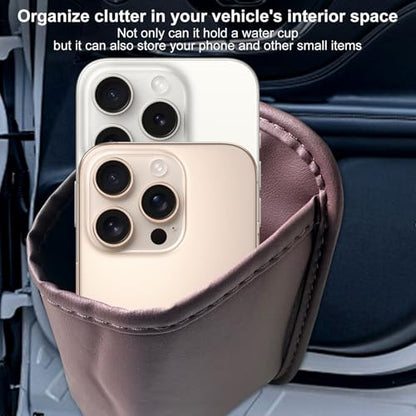 Universal Door Water Cup Holder, car Multi-Function Storage Rack, car seat Back Beverage Holder, Suitable for Water Cups, Mobile Phones, Drinks, Coffee, etc.(Brown) - color: brown