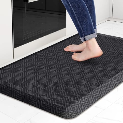 Mattitude 4/5 Inch Thick Kitchen Mat Cushioned Anti-Fatigue Floor Mat Water Resistant Non-Slip Mats and Rugs Standing and Comfort Desk Mats for House Sink Office Laundry (Black, 22"x36") - color: Black, size: 36"L x 22"W x 0.8"Th