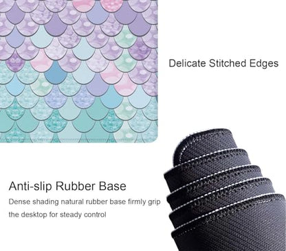 Gaming Mouse Pad Large,Mermaid Scales Mouse Pad Gaming Mouse Mat Desk Pad,31.5 x 11.8 Desk Mat Mouse Pads for Desk,Extended Keyboard Mousepad with Non-Slip Base and Stitched Edge - color: Mermaid Scales