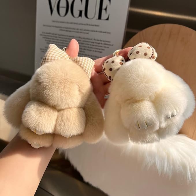 Handmade Soft Bunny Keychain, Includes Matching Tin, Charming Rabbit Design, Perfect for party gifts, Christmas. - color: Beige, size: big
