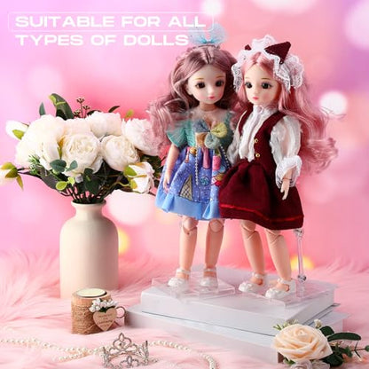Wonderjune 24 Pack Action Figure Stand Model Support Stand Clear Doll Base Assembly Action Figure Display Holder Base with Screwdriver Compatible HG/RG 1/144 Toy, Transparent(9 Inches) - size: 9 Inches
