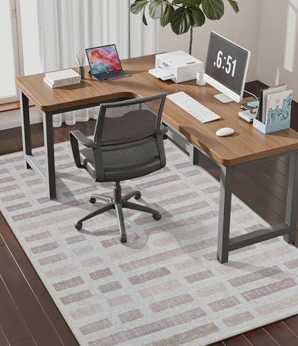 chakme Office Chair Mat for Hardwood Floor, 60"x45" Easy Glide Computer Desk Mat Protector for Rolling Chair Under Desk Rug Nonslip Backing, Machine Wash, (Plaid) - color: Dark Beige Plaid, size: 45"x60"