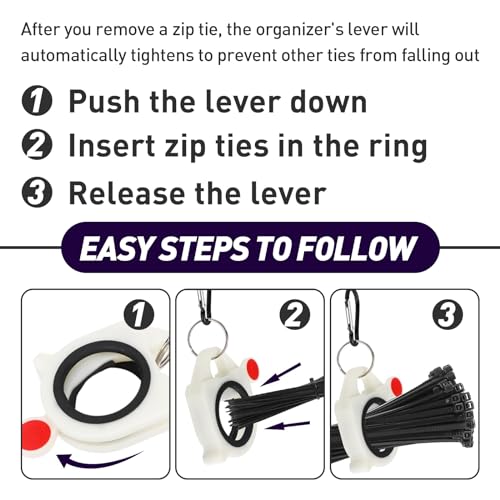 5 Pcs Zip Tie Organizer - Lightweight Cable Tie Holder for Easy Organization Without Waste - Reusable Zip Tie Tool - Zip Tie Holder
