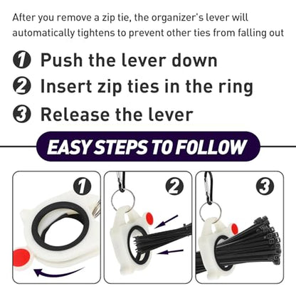 5 Pcs Zip Tie Organizer - Lightweight Cable Tie Holder for Easy Organization Without Waste - Reusable Zip Tie Tool - Zip Tie Holder