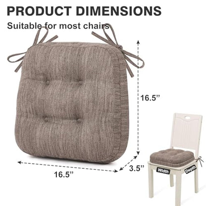 Shinnwa Kitchen Chair Cushions Set of 4, Dual-Layer Memory Foam Dining Chair Cushions, Patented Design Seat Pads with Ties, 16.5 x 16.5 x 3.5in, 4 Pack, Light Brown - color: Light Brown, size: 4 Count (Pack of 1)