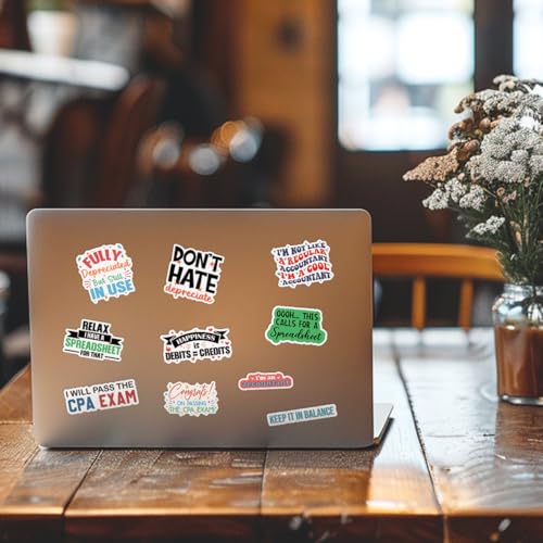 10pcs Accountant Sticker Sheet, Funny and Cute Vinyl Decals for Accountants, CPAS, Bookkeepers, Office Workers, Waterproof, UV-Resistant, for Laptop, Water Bottle, Journal, Notebook (Design 2) - color: Design 2