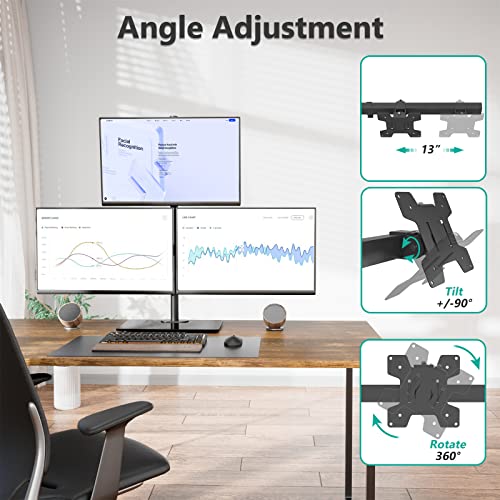 WALI Triple Monitor Stand, Height Adjustable Free-Standing Monitor Desk Mount, fits 3 Computer Screens up to 27 Inch, Holds up to 22lbs per Arm (GMF003) - size: Triple, style: Glass Free Stand