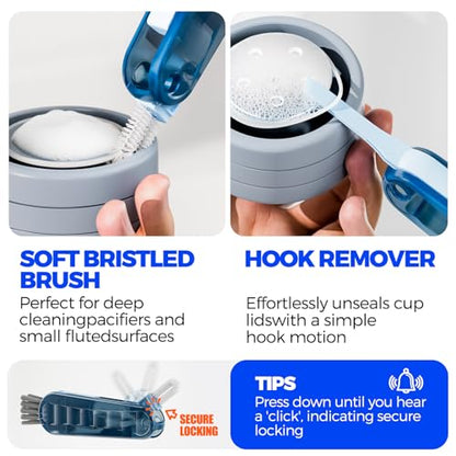 6 Pack Holikme 4 in 1 Cup Lid Cleaning Brush Set with 3 Straws, Multifunctional Bottle Brush, Silicone Cup Lid Gap Cleaner, Bristle Crevice Cleaning Brush, Navy - color: Navy