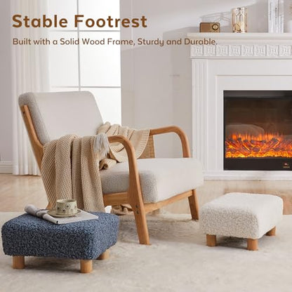 Small Foot Stool Ottoman, Sherpa Footstool Ottoman Foot Rest for Couch, Rectangle Footstools and Ottomans Small for Living Room, Entryway and Bedroom (White) - color: Sherpa White