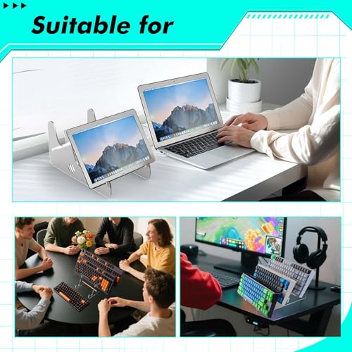 Acrylic Keyboard Display Stand Holder Mechanical Computer Stand Shelf for Desk Transparent Acrylic 3 Tier Keyboards Storage Holder Tray for Computer Tablet Picture Frame