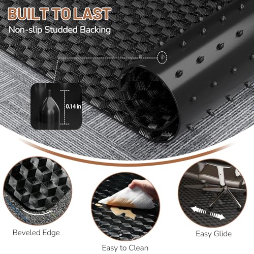 Office Chair Mat for Low Pile Carpet with Lip, 48" x 60" Clear Plastic Heavy Duty Floor Protector, Smooth Glide Desk Chair Mat for Rolling Chairs, Computer Chair Mat for Home Office, Gaming-Black - size: 48"x60"