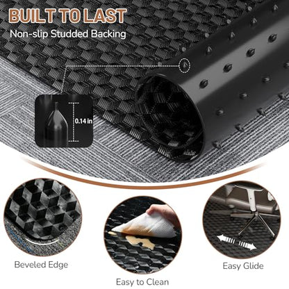 Office Chair Mat for Low Pile Carpet with Lip, 48" x 60" Clear Plastic Heavy Duty Floor Protector, Smooth Glide Desk Chair Mat for Rolling Chairs, Computer Chair Mat for Home Office, Gaming-Black - size: 48"x60"