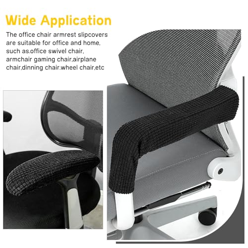 2pcs Office Chair Armrest Covers, Arm Rest Covers for Office Chair,with Zipper, Stretchable Chairs Arm Pads, Black Armrest Cover for Chairs