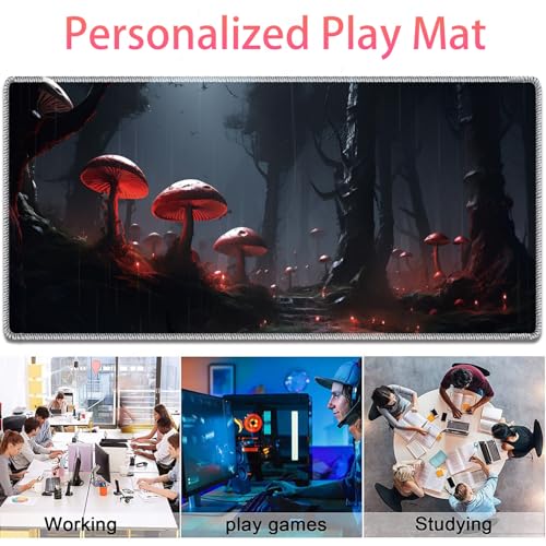 Large Gaming Mouse Pad + Mouse Wrist Rest Pad + Coaster Combination, 31.5 "x 11.8" Durable Non-Slip Extension Table Mat, Suitable for Office and Home, Mushrooms Forest - color: Mushrooms Forest