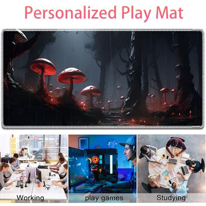 Large Gaming Mouse Pad + Mouse Wrist Rest Pad + Coaster Combination, 31.5 "x 11.8" Durable Non-Slip Extension Table Mat, Suitable for Office and Home, Mushrooms Forest - color: Mushrooms Forest