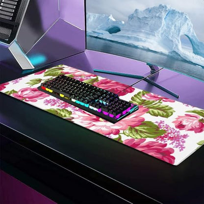 Marble Large Gaming Desk Mat,Rubber Non-Slip Black and White Mouse Pad,31.5x11.8x0.12in Extended Abstract Mousepad,Game Lover Mice Pads Gifts,Office Home Deskmat Decor - color: Marble