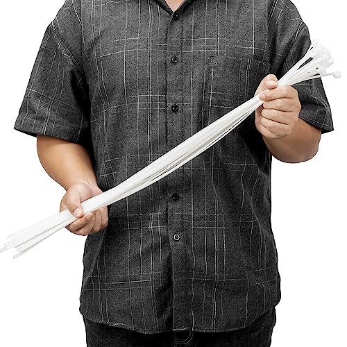 Armpow 24 inch White Zip Ties Heavy Duty 50 PCS, 250 LBS Ultra Exclusive Strong Plastic Wire Ties, Large Cable Ties Extra Long Tie Wraps, Indoor and Outdoor UV Resistant - color: White, size: 24 inch