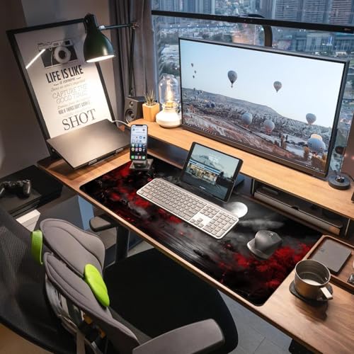Extended Gaming Mouse Pad, Large Mouse Mat 3 mm Nature Rubber Base Mousepad with Stitched Edges, Non-Slip Desk Mat for Office Home Great Gift 31.5x11.8 Inch (Dark Canyon 3) - color: Dark Canyon 3