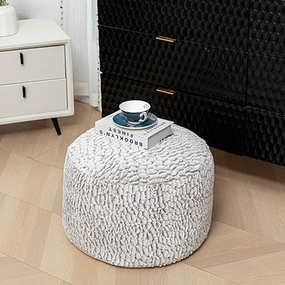 Asuprui Pouf Ottoman Unstuffed Ottoman Foot Rest No Filler Soft Fur Foot Stool 20x20x12 Inches Fuzzy Chair Floor Pouf Chair with Storage for Living Room Bedroom Snow Coffee - color: Snow Coffee