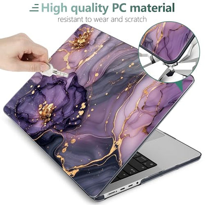 DONGKE Compatible with MacBook Pro 16 Inch Case (2026-2021 Release, M5 M4 M3 M2 M1 Pro/Max Chip), Plastic Hard Shell Cover with Keyboard Cover & Screen Protector for MacBook Pro 16", Marble & Flower - color: Marble & Flower