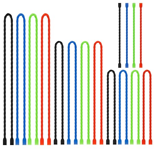 16 PCS Silicone Twist Ties Reusable Cable Ties Steel-Core Straps for Organizing Bundling and Holding All Purpose Bendable Cord Tie for Indoor Outdoor 6 12 18 24 Inch (4 Colors) - size: 16 PCS (6"+12"+18"+24")