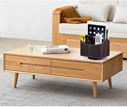 PUSU Remote Control Holder PU Leather 360 Degrees Rotatable Desktop Supply Organizer Storage Box for Controllers Media Stationery Nightstand TV Caddy E-reader iPad Phone Pen/Pencil Cosmetic(Brown) - color: A Brown