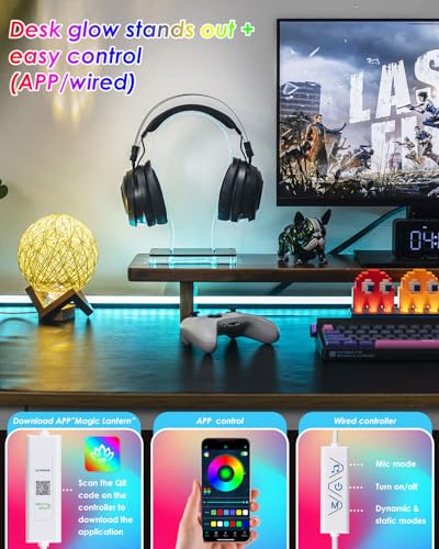 OAPRIRE Acrylic RGB Headphone Stand | Customizable 213 Lighting Modes & 60,000 Colors, Lights Sync with Music Beat, Headset Stand with 4.8ft USB Power Cable & Sturdy Build